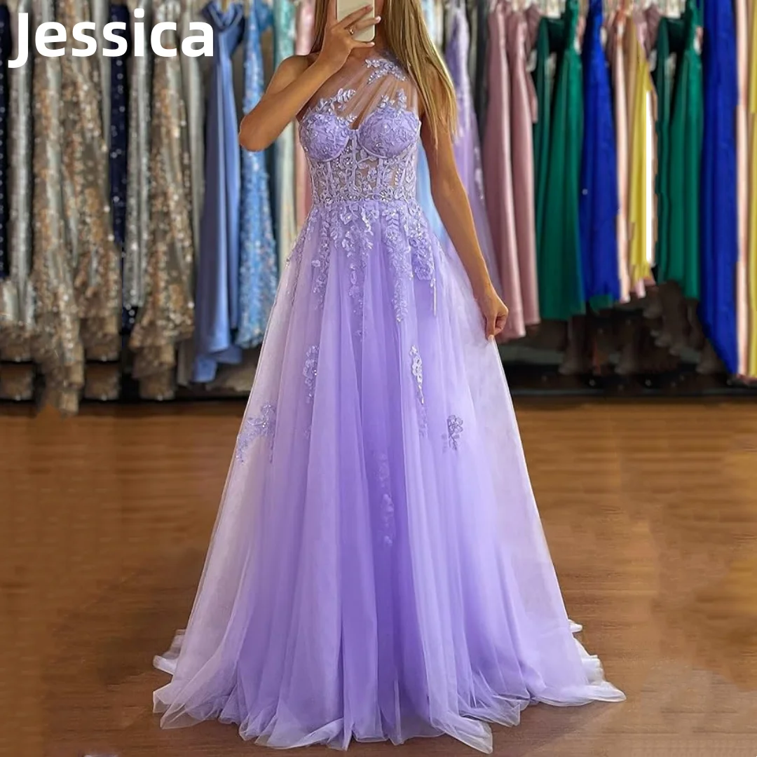 

Jessica Lavender Purple Prom Dresses Lace Embroidery Appliqué Prom Dress 2024Vestidos De Noche Formal Occasions Party Dressese