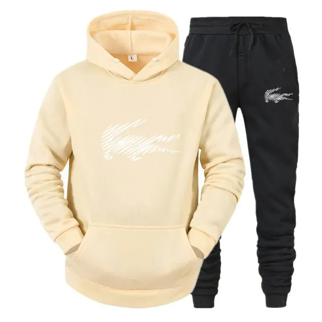 2 Pieces Sets Tracksuit Hooded Sweatshirt +Drawstring Pants Male Sport Hoodies Running Sportswear Men Women Brand Autumn Winter