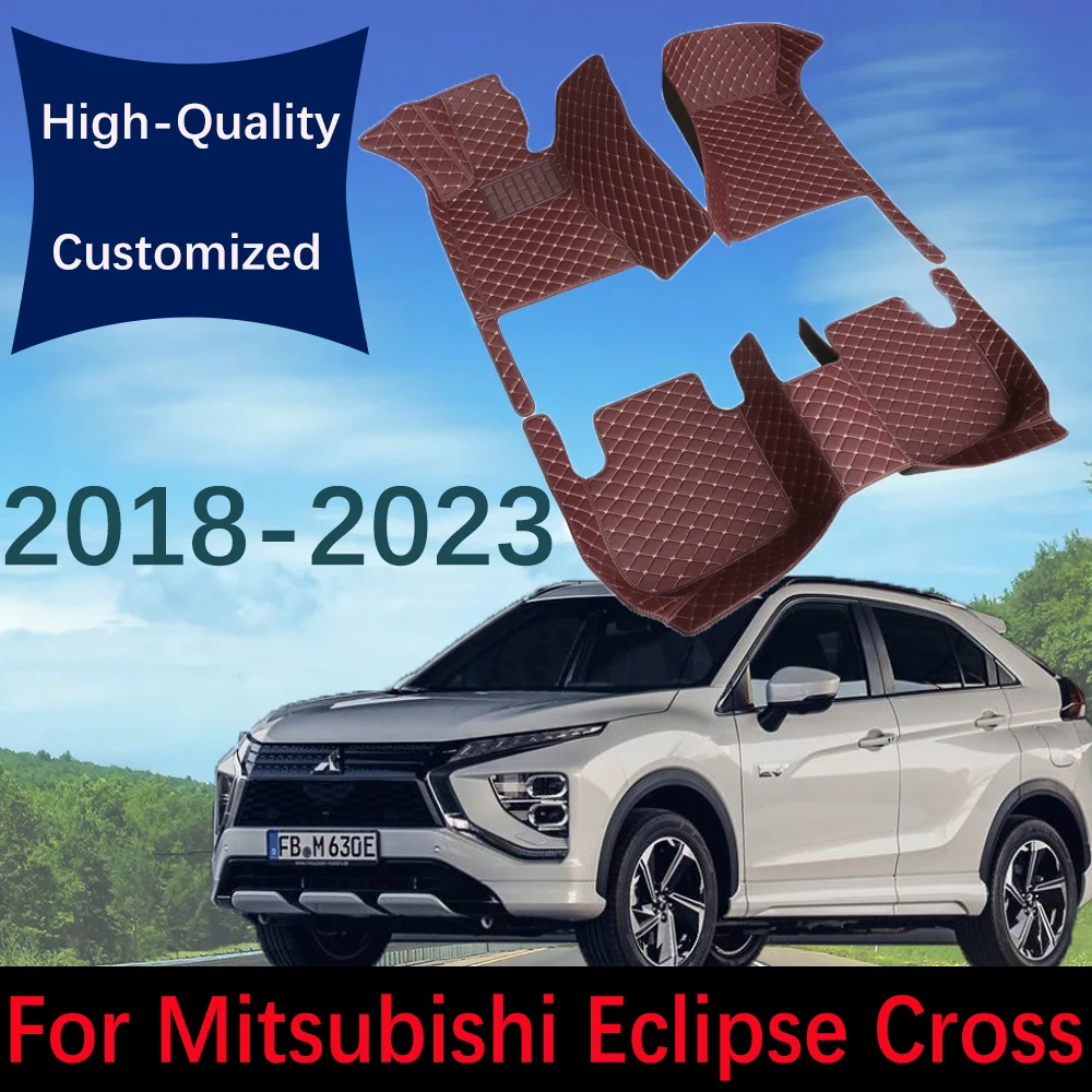 

Custom Leather Car Floor Mats For Mitsubishi Eclipse Cross GK GL YA 2018~2023 Fashion Automobile Carpet Rugs Foot Pads Interior