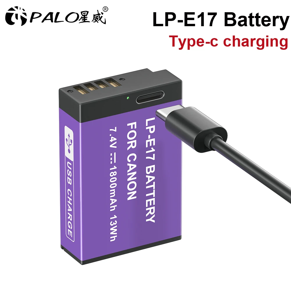 

PALO LPE17 LP E17 LP-E17 Battery with USB-C Input For Canon EOS RP 200 250D M3 M5 M6 750D 760D T6i T6s 800D 8000D 77D Sl2 Sl3