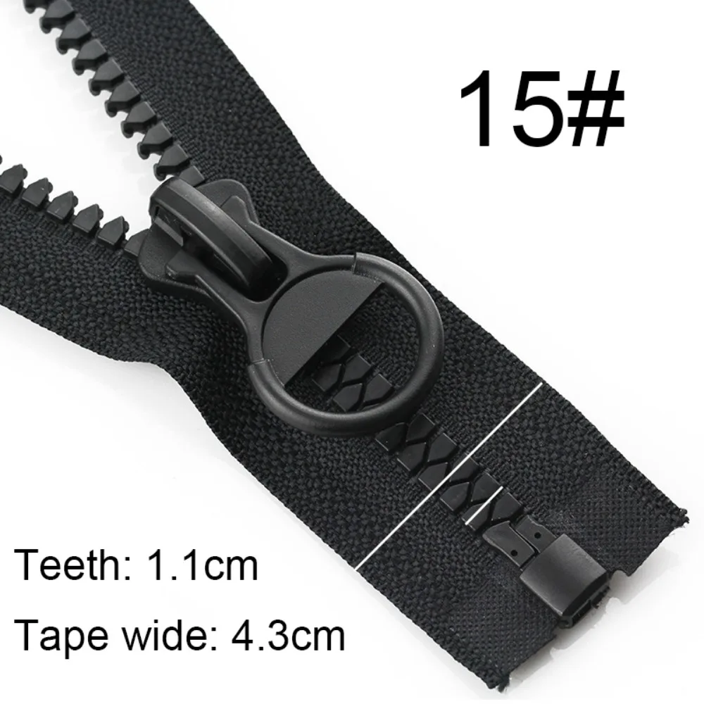 Description Picture 4 of item8# 15# Black Resin Open-End Zippers Heavy Duty Single Zipper for Down Jacket Coats Tailoring Sewing Supplies Accessories