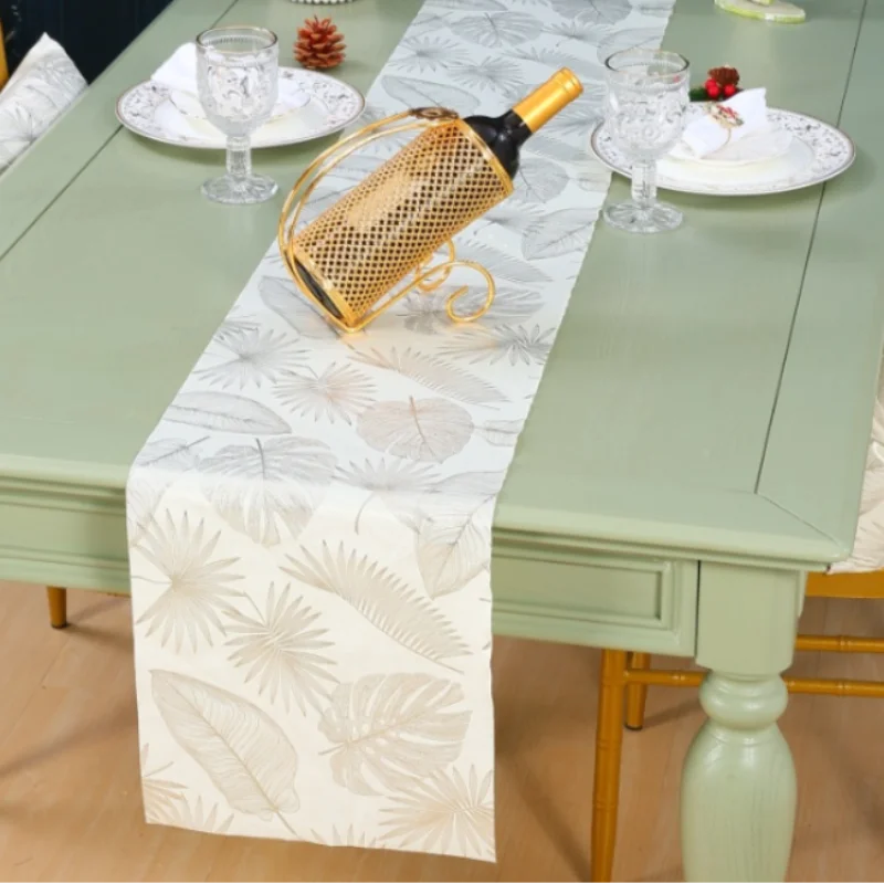 

Hot Stamping Palm Leaf, Banana Leaf, Turtle Back Leaf, Velvet Cloth, Table Flag, Holiday Dinner, Banquet Decoration