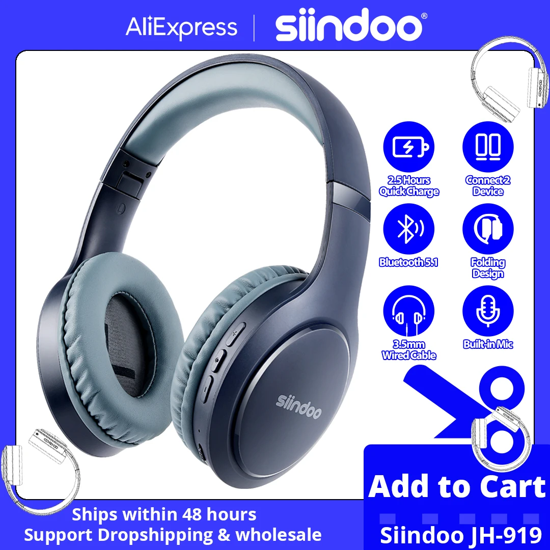 Siindoo auriculares inalámbricos con Bluetooth, audífonos por