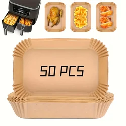 Premium Pack of Rectangular Air Fryer Liners for Easy and Healthy Cooking (50pcs)
