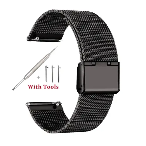 18mm 20mm 22mm 24mm Width Quick Release Full Stainless Steel Watchband Wristwatch Universal Flat Head Watch Strap Accessories - Image 12