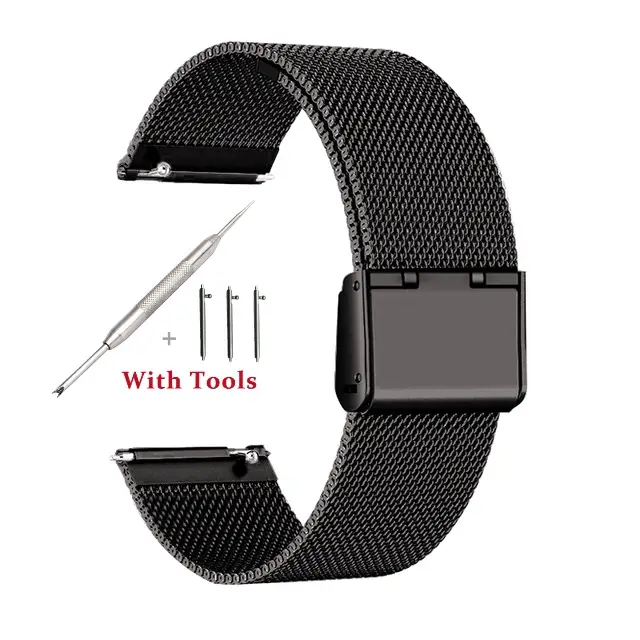 18mm 20mm 22mm 24mm Width Quick Release Full Stainless Steel Watchband Wristwatch Universal Flat Head Watch Strap Accessories - Image 12