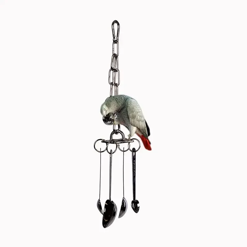 parrot toy bird toy bird cage accessories parrot 304 stainless steel toy gnawing climbing large medium-sized diamond gray machine puzzle bird cage display rack hanging