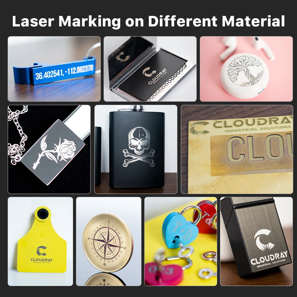 Cloudray 30W Raycus LiteMarker-M Portable Marking Machine Fiber Laser Engrave on Stainless Steel Aluminum Jewelry Pet Tag Mark 5