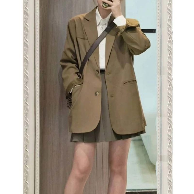 

Новинка 2022, женские блейзеры большого размера для отдыха, Осенние офисные женские блейзеры, куртки для женщин, однотонное пальто для женщин xhl114