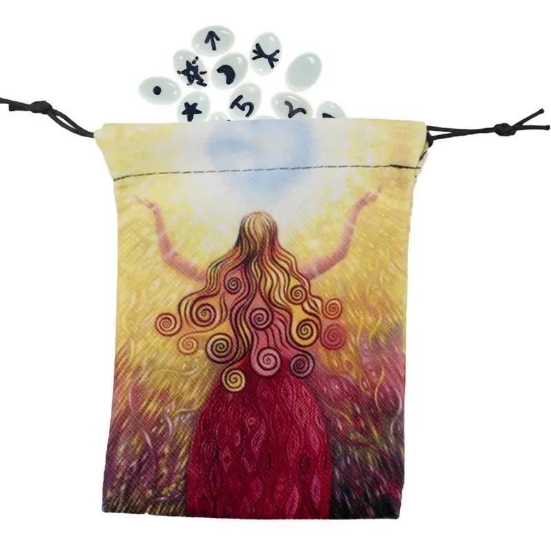 Tarot Card Holder | Double Sided Print Velvet Jewelry Pouch | Tarot Card Storage Bag with Drawstring Storage Bags Jewelry Pouch