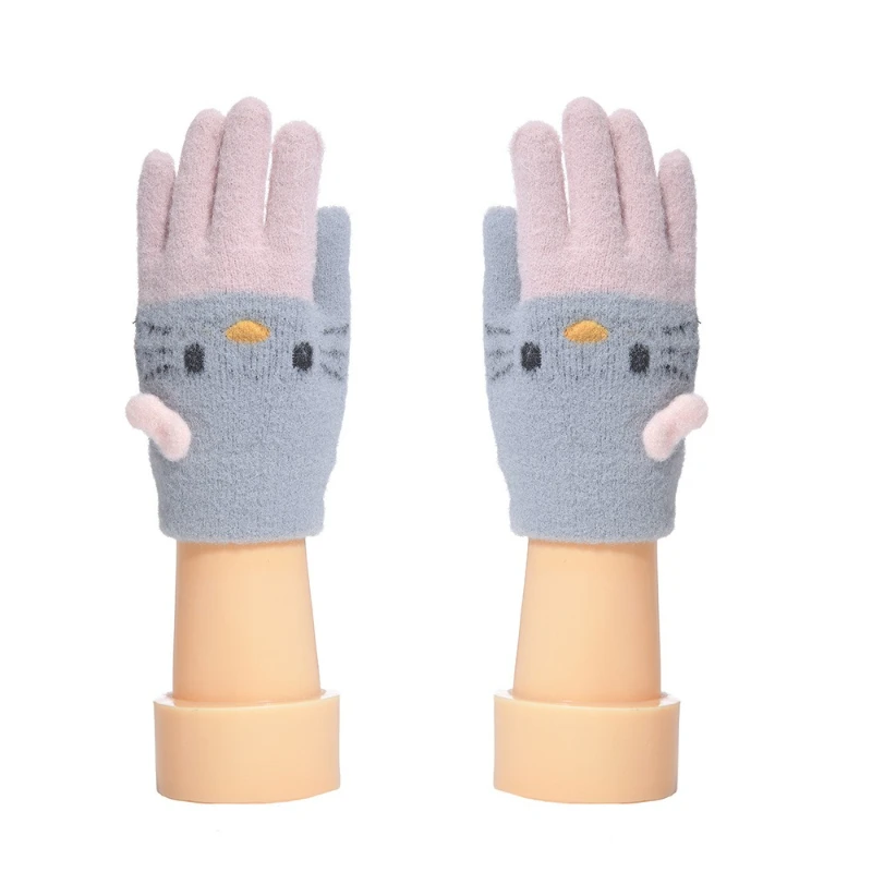 1-7YKids Gloves Winter Full Finger Gloves Knitted Soft Children Mittens Boys Girls Gloves Thick Keep Warm Autumn Glove Accessory