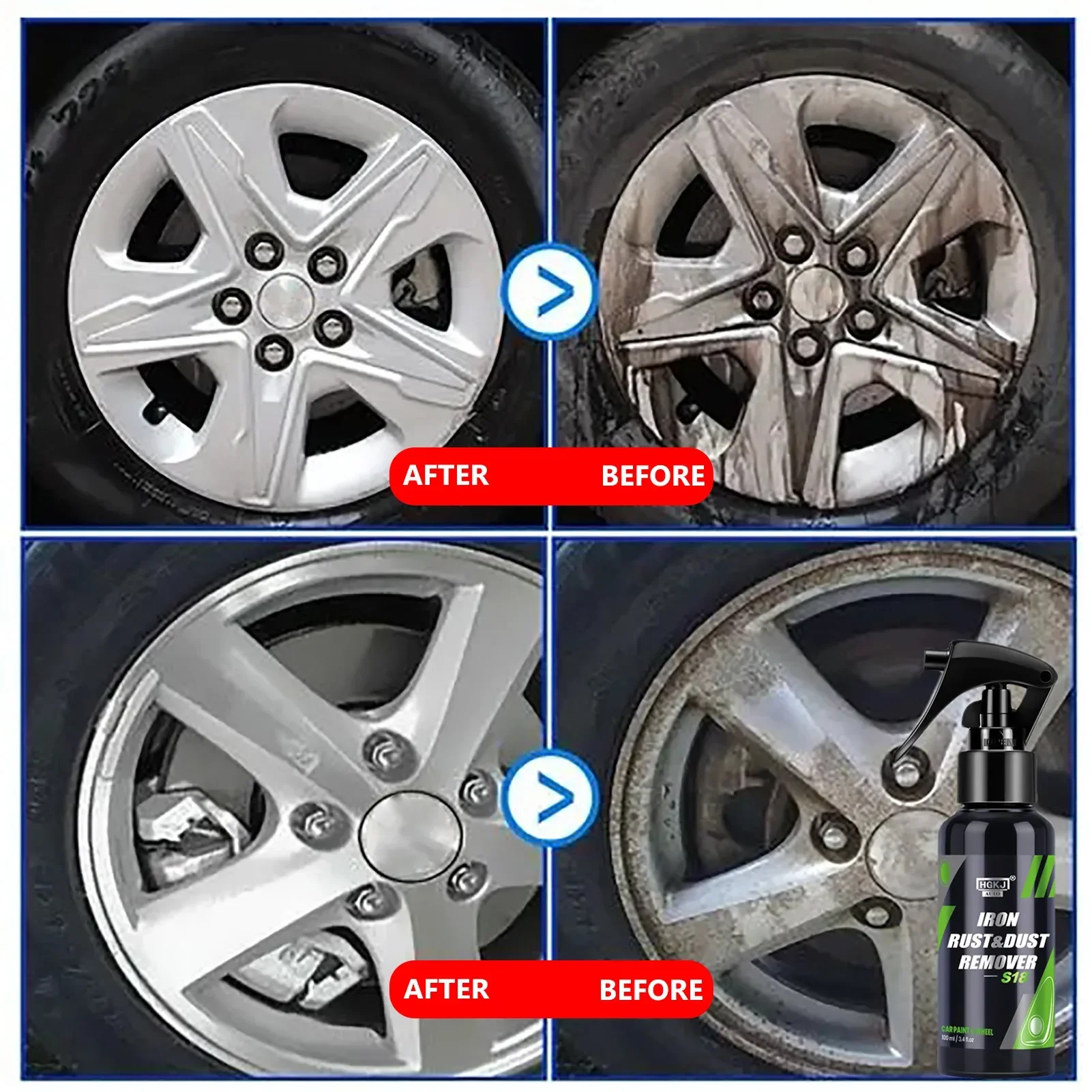 300/100ML Iron Remover Car Detailing Fallout Rust Remover Spray Decontamination Kit Dust Rust Cleaner Remove Iron Particles