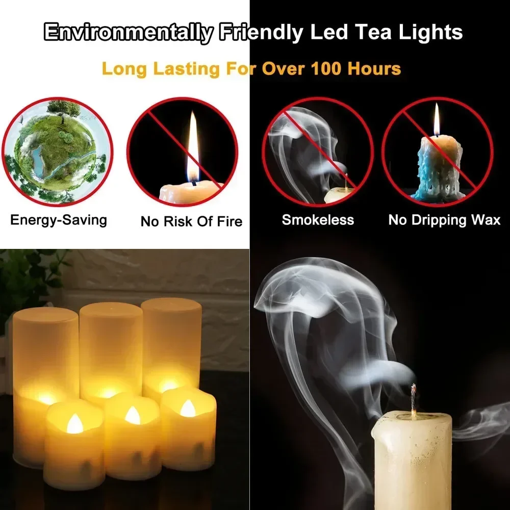 Rechargeable LED Tea Lights With Remote - 6 Pack Flameless Candles With Timer Function