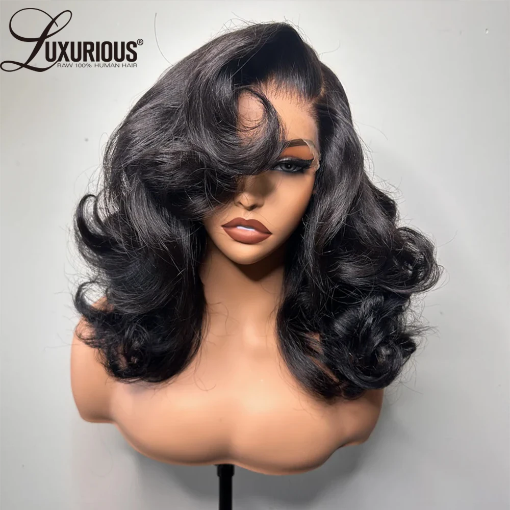 Gorgeous Layered Deep Wave Short Bob Wig Human Hair 180% Blow-Out 13x4 Lace Frontal Human Hair Wigs For Women Inspired Wave Wig