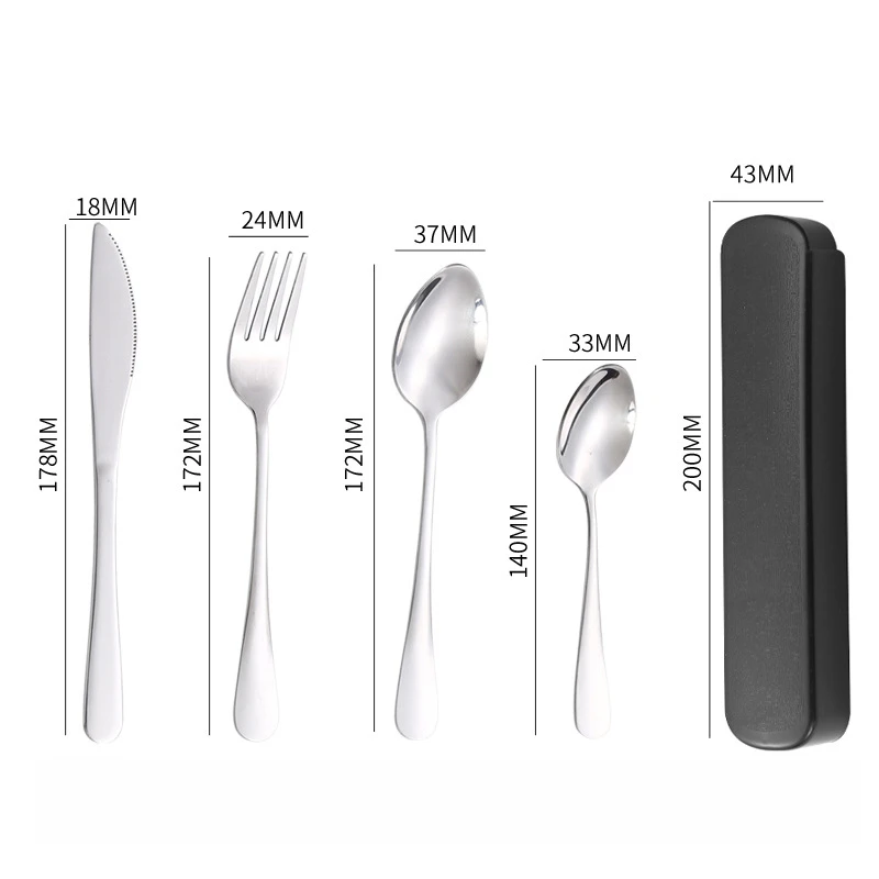 Portable Tableware Spoon Knife Fork Four-piece Set Household Simple Student Dormitory Tableware Set Fit Outdoor cutlery set western style cutlery set picnic cutlery set picnic tableware camping cutlery set wooden cutlery set ceramic dinnerware set