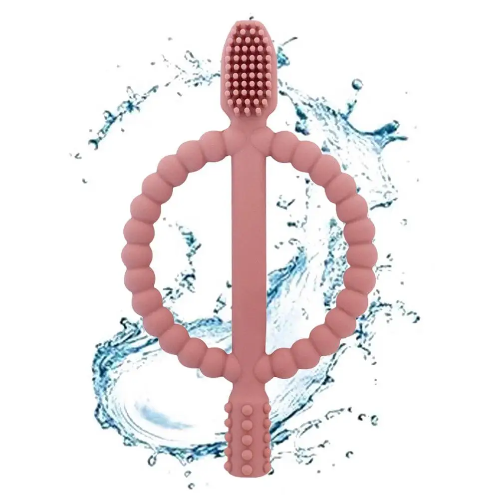 Baby Silicone Training Toothbrush Safe Toddle Teether Chew Toys Teething Ring Gift Infant Baby Chewing Clean Teething Toys
