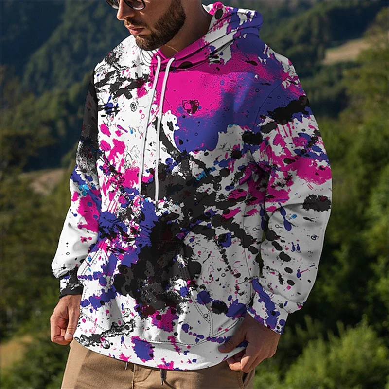 Mens Fall Outfits High Street Graffiti Printed Hoodie Loose Casual Top Men