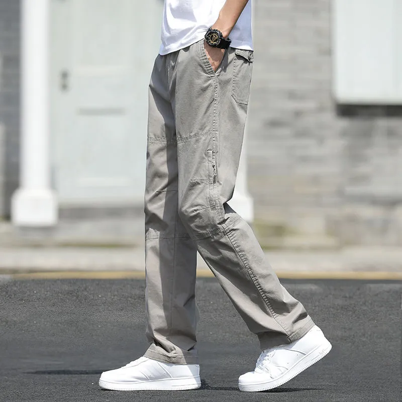 Men's Pants New Cargo Pants Outdoor Casual Pants Cotton Comfortable Thin Style Sweatpants Multi-Pocket Work Pants_viptrois.com
