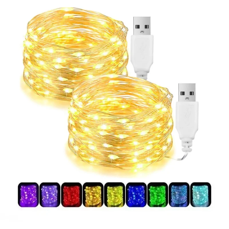 

USB LED String Lights 5/10/20M Silver Wire Garland Light Waterproof Fairy Lights For Christmas Wedding Holiday Party Decoration