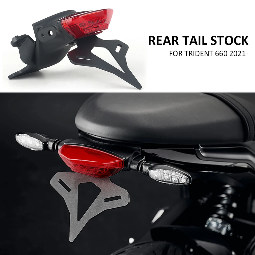 Motorcycle License Plate Holder For Trident 660 Trident660 -UP Chain Shell Rear Short Tail Stock License Plate Tailstock Bracket LED Light