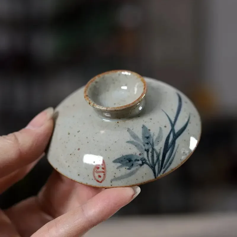 Chinese Kung Fu Teapot Pottery Clay Tea Cup Classical Gaiwan Traditional Handmade Tea Set Cup Ancient Pottery Sancai Bowl