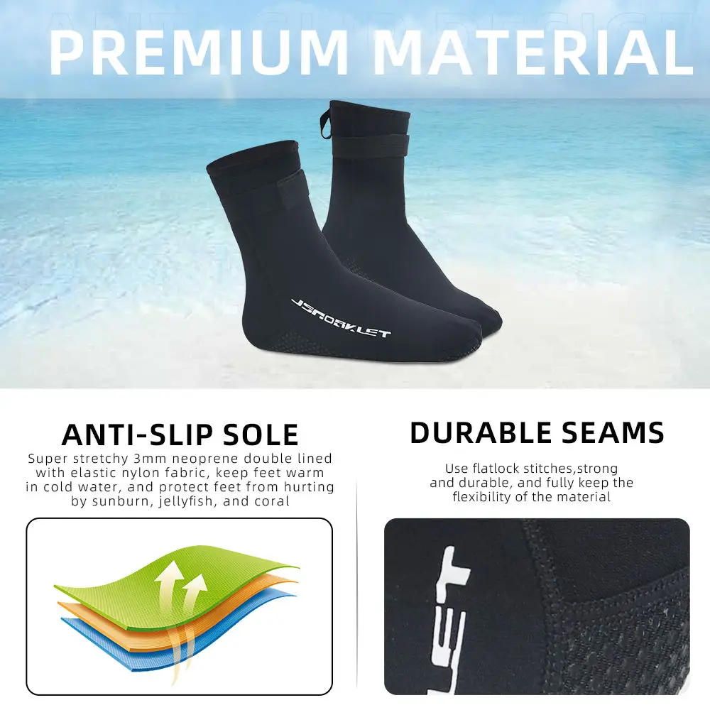Aqua Shoes Neoprene Water Booties Men Women's 3MM Neoprene Diving Socks Warm Swimming Snorkeling Beach Volleyball Water Sports Boots High Cut Wetsuit Shoes
