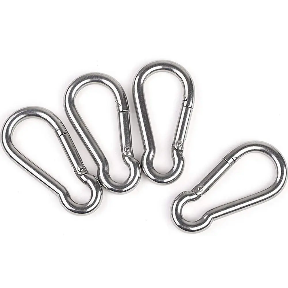 10pcs Stainless Steel Carabiner Clip Snap Spring Fast Hook Buckle M5*50mm 