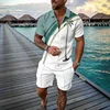 Fashion Summer Men's Tracksuit Short Sleeve Polo Shirt Set Coconut Tree 3D Print Clothing 2 Pieces Casual Suit Streetwear Outfit 1