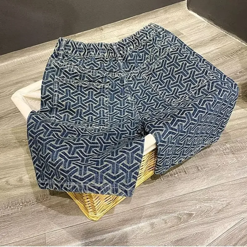 Loose-fit Summer Men's Shorts Japanese Vintage Casual Denim Workwear Five-minute Shorts Design Sensibility For Leisure