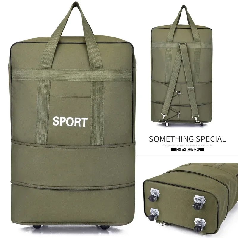 Airline Checked Bag Oxford Large Capacity Travel Universal Wheel Foldable Luggage Moving Storage Bag Rolling Packing Cubes