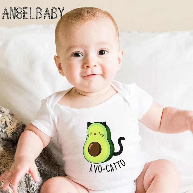 

Infant Bodysuits Cute Avocado Cat Vegan Cartoon Fruit Baby Romper Summer Cotton Jumpsuit Outfits Onesie Boys Girls Gift Clothes