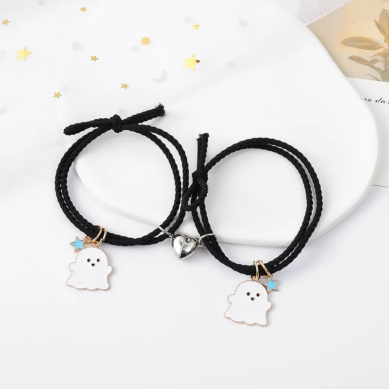 652F 2pcs Fashion Halloween Spiders Couple Bracelets Magnetic Heart Charm  Bangle Festival Hand Rope Jewelry Gift Accessories - AliExpress