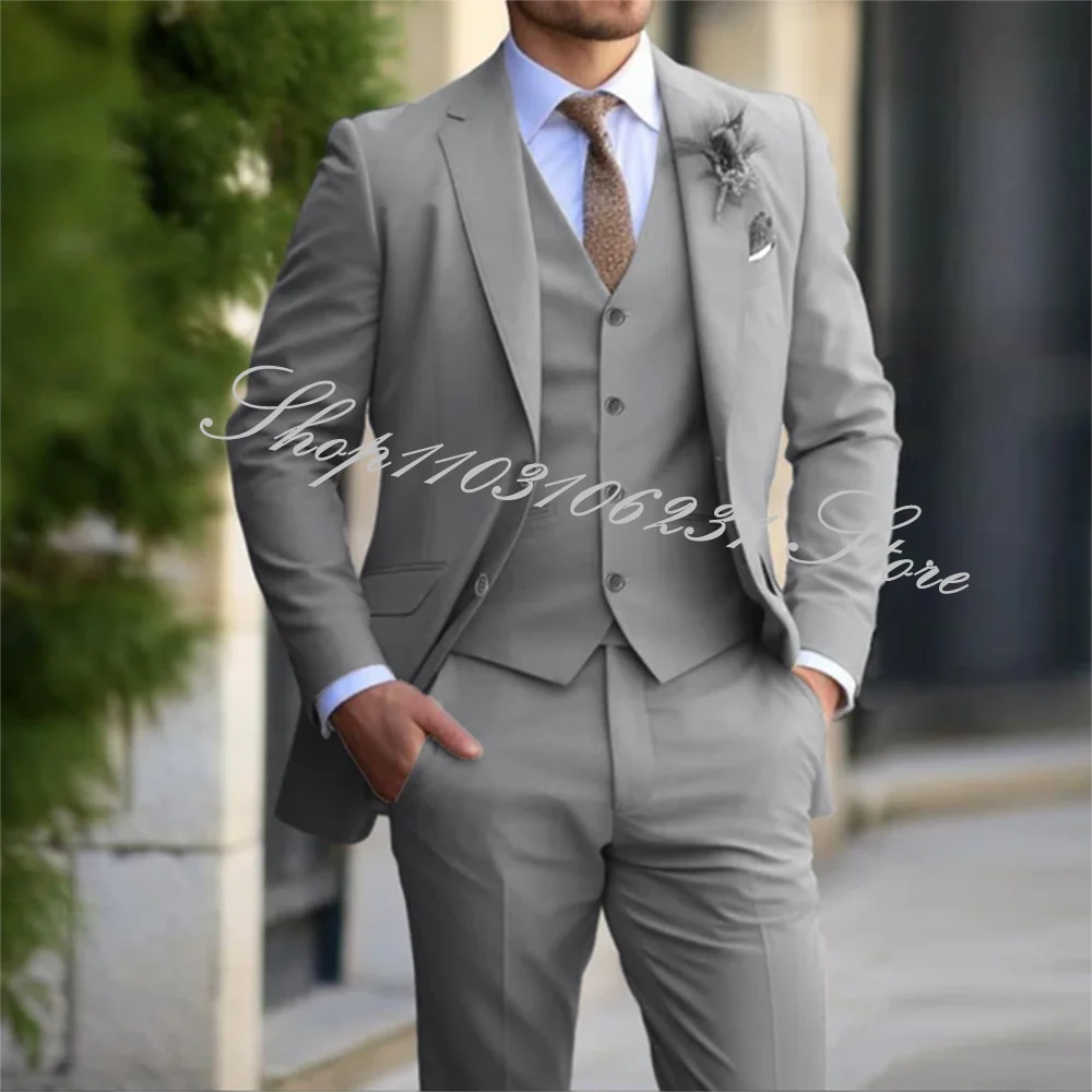 Black Men's Formal Suits Jacket Vest Pants Three pieces Business Slim Fit Wedding Men's Groom Tuxedos Blazer Trajes De Hombre