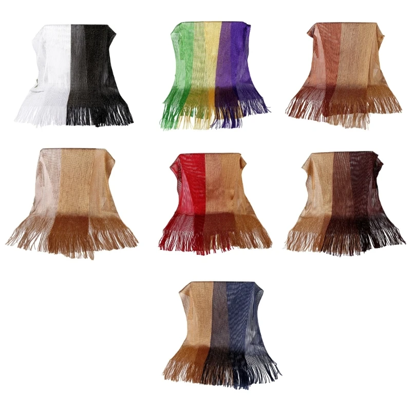 Fashion Carnival Party Shawl for Woman Color Matching Wrap Casual Shawls with Fringe Trim Fringe Shawl Female Supplies DropShip fashion teenager knit hooded shawl hat women winter outdoor warm pullover hat scarf students windproof cycling supplies dropship