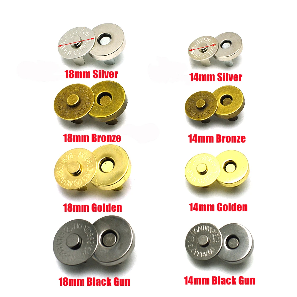 Sbest 20 Sets 14mm Coppery Strong Magnetic Button Clasps,Round Magnetic Snaps Bag Button Clasps Closure Purse Handbag with Washer Nickel DIY Craft