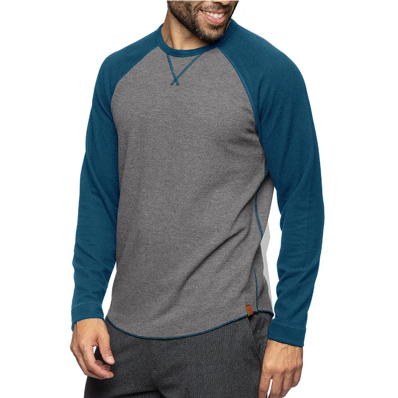 Herbstliches Herren-Sweatshirt aus Baumwolle mit langen Ärmeln, lässig, in 10, stilvoller Farbmischung, bequemer Pullover mit Rundhalsausschnitt – Detail 17