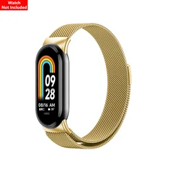 Elegant Milanese Stainless Steel Mesh Adjustable Watch Band - Xiaomi Band 8 9 10 (Golden)