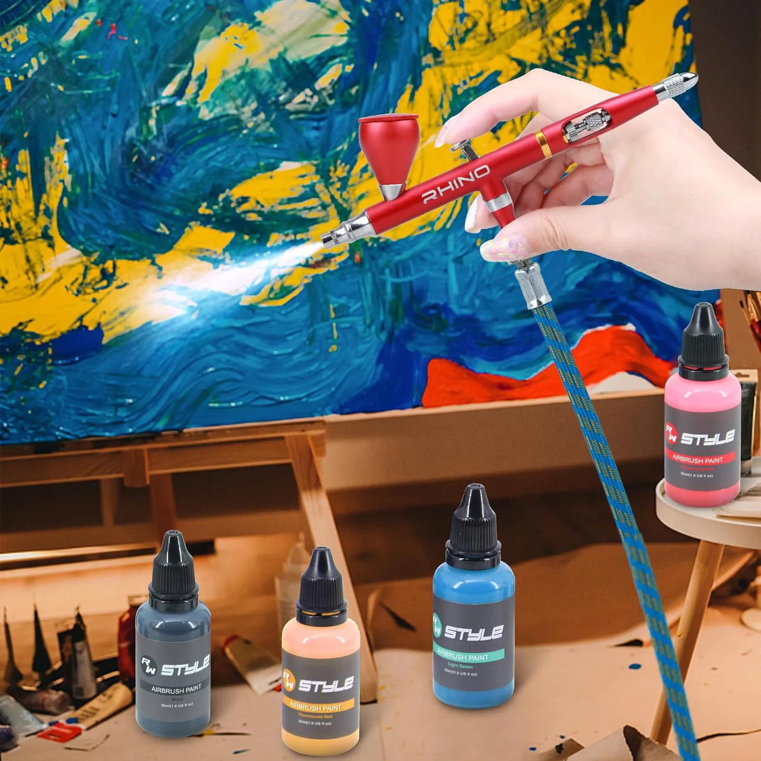 16Colors/Set Airbrush Paint Set, Opaque & Brilliant Acrylic Paint, 1fl Oz, Water Based, Ready To Spray, For Artists, Beginner 5
