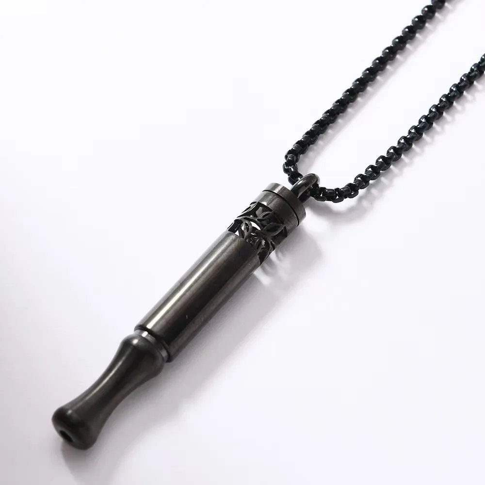 Mindfulness Training Whistle Necklace Metal Detachable Yoga Necklace Necklace With Cotton Core Portable Decompression Necklace