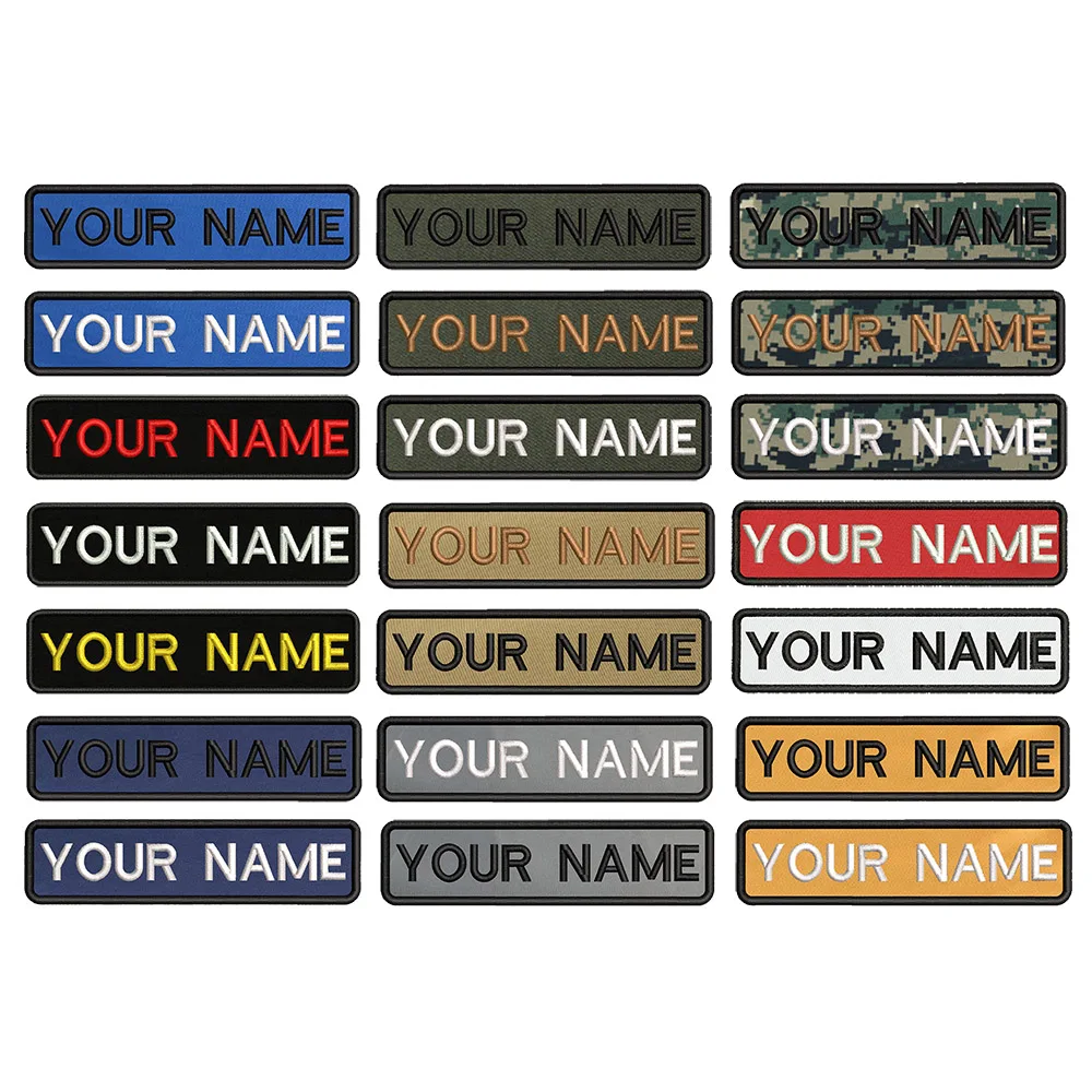 1PC 10cmX2.5cm Custom Personalized Name number Patch Stripes Badge tags chevrons Armband Iron On Or Hook Loop embroidered