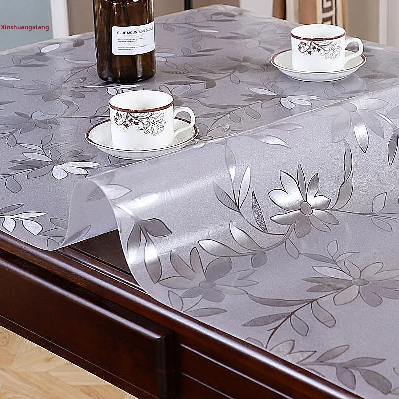 Soft Plastic Glass Transparent PVC Tablecloth Waterproof Heat Resistant Oil Proof No Wa Dining Table Mat Crystal Board