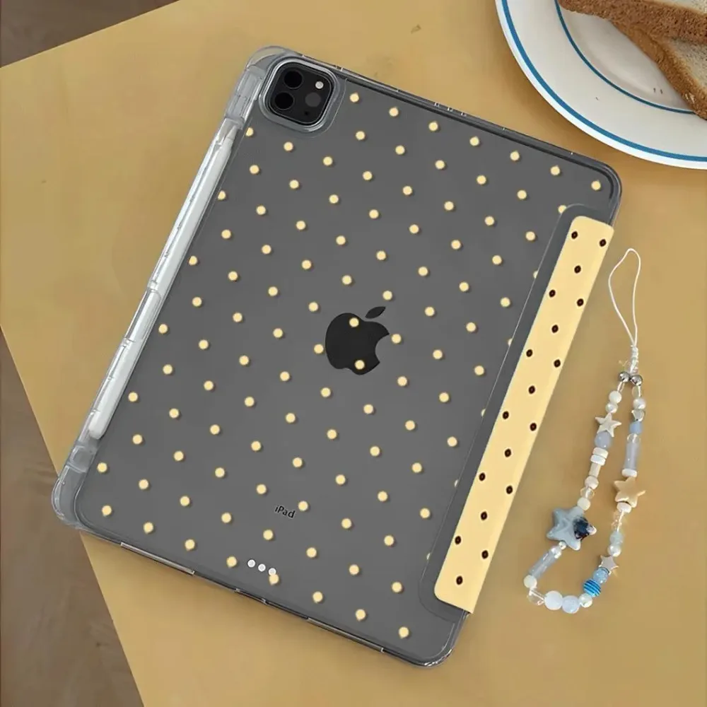 Black and Yellow Polka Dots Foldable Tablet Case