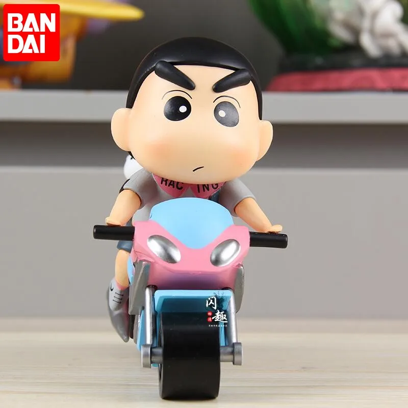 

16cm Anime Cute Motorcycle Nohara Shiro Action Figure With White Dogs Figurine Shiro Crayon Figure Doll Gift Pvc Collection Toys