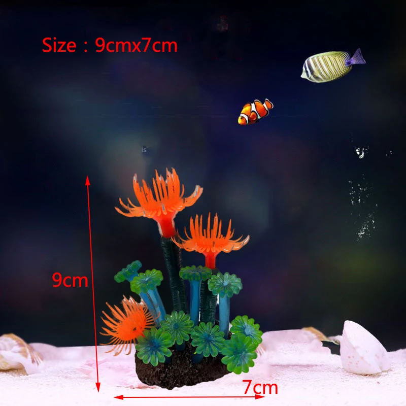 Aquarium Coral Simulation Decoration with Aquatic Plants and Accessories