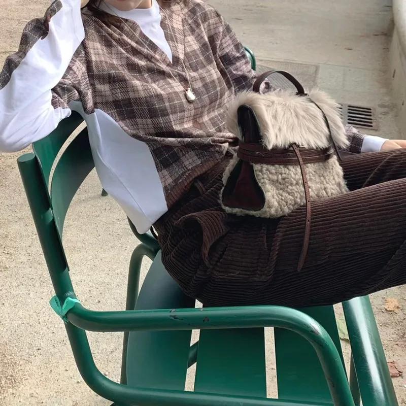 Faux Fur Tote Bag Women's Bucket Plush Luxury Design Ladies Handbags Soft Winter Crossbody Shoulder Bags Bolsa Feminina