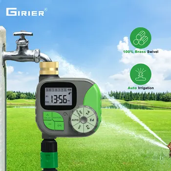 GIRIER Water Timer Programmable Sprinkler Timer with Brass Inlet LCD Screen Automatic Irrigation Controller for Garden/Yard/Lawn 1