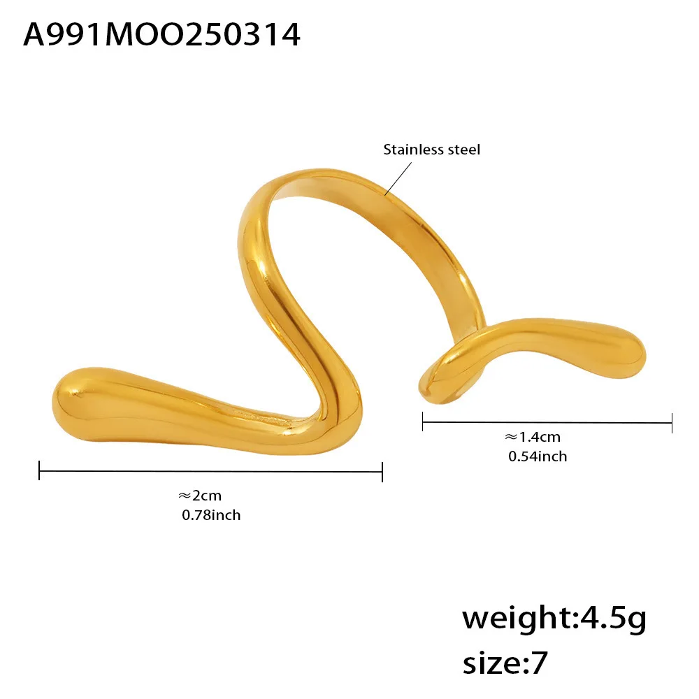 Einfacher 316L Edelstahlring für Damen, modischer geometrischer Ring in Gold- oder Silberfarbe, personalisierbar, wasserdichter Schmuck für Frauen. – Detail 5