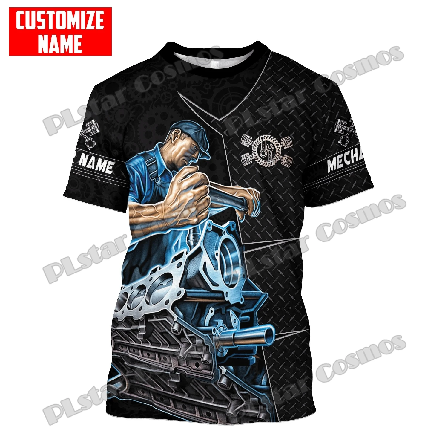 Plstar kosmos personal isierter Name Mechaniker Schädel Werkzeug Metall 3d gedruckt Herrenmode T-Shirt Sommer Unisex lässig T-Shirt dw264 – Detail 10