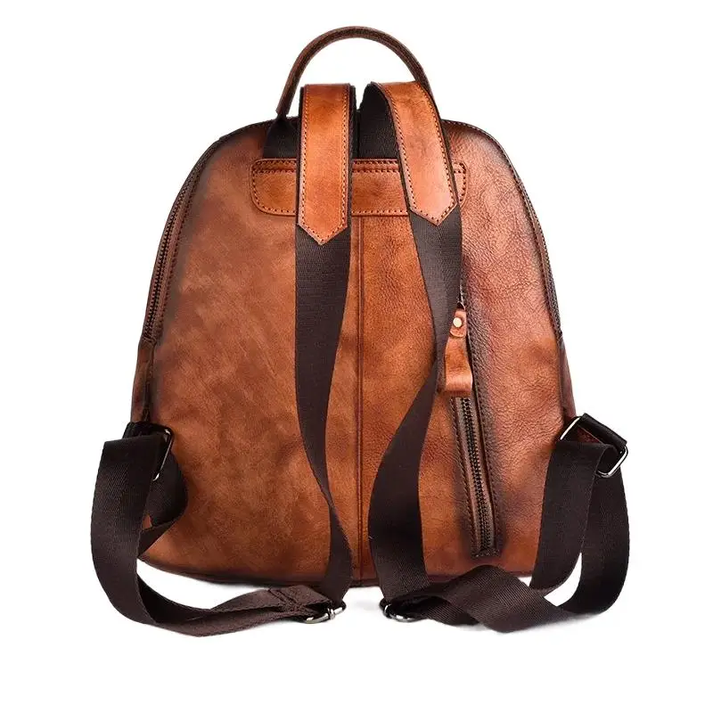 Vintage genuine leather women's backpack cowhide multifunction ladies travel backpack large capacity school bag for girls