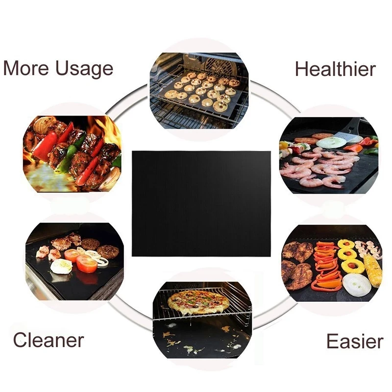 BBQ Grill Mat 40X33CM Non Stick Barbecue Grill Liners Oven Foil Barbecue Liner Mat Kitchen Tools Accessories 1/5/10pcs 50% bbq grill mat
